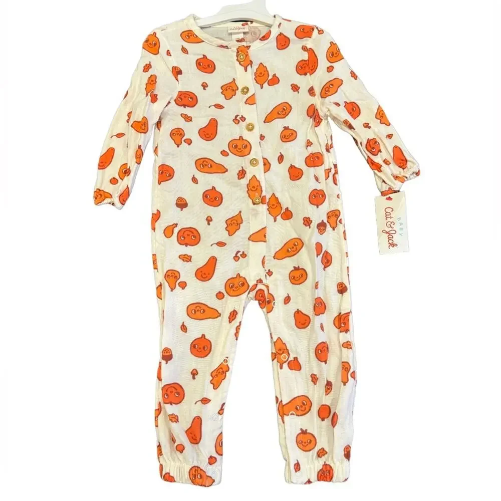 Cat & Jack Gauzy Fall Leaves Romper Size 12M